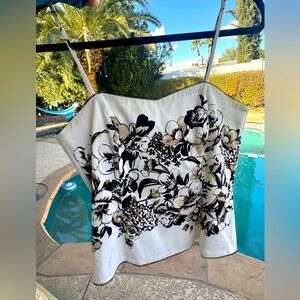 WHBM Floral Print White and Black Women's Top